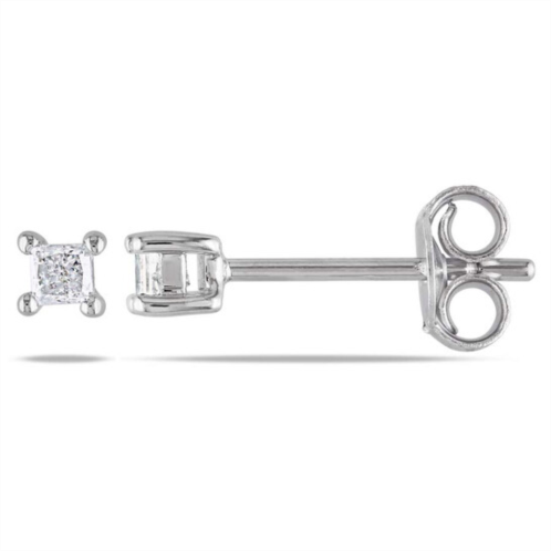 Amour 1/6 CT TW Princess Cut Diamond Stud Earrings In Sterling Silver