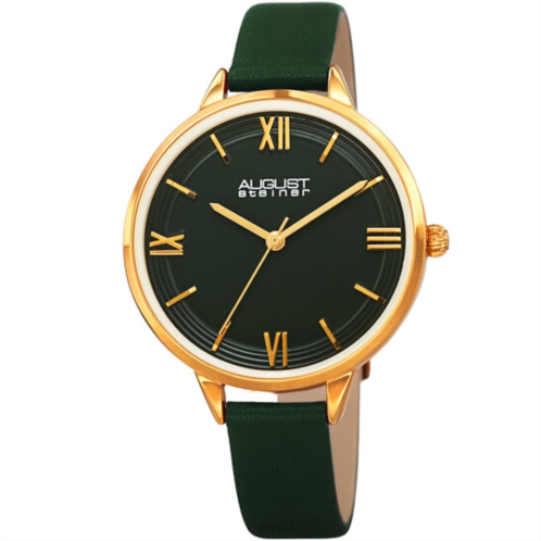 August Steiner Quartz Green Dial Green Leather Ladies Watch