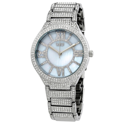 Burgi Quartz Crystal White Dial Ladies Watch