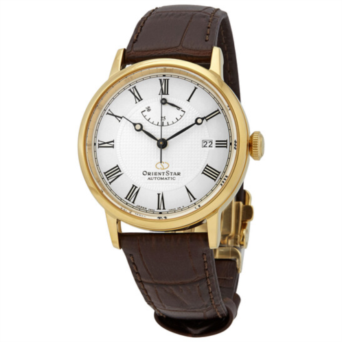 Orient Star Automatic White Dial Brown Leather Mens Watch