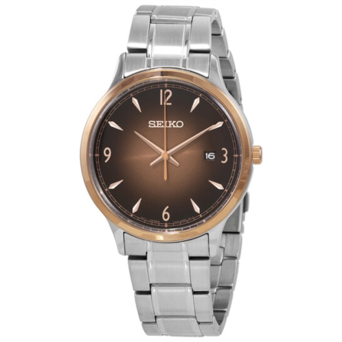 Seiko Essentials Quartz Brown Dial Stainless Steel Mens Watch