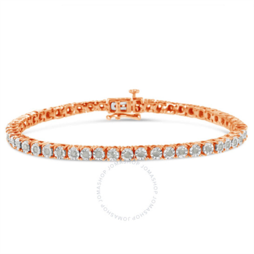 Haus Of Brilliance 10K Rose Gold Plated .925 Sterling Silver 1.0 Cttw Miracle-Set Round-Cut Diamond Faceted Bezel Tennis Bracelet (I-J Color, I3 Clarity) - 9
