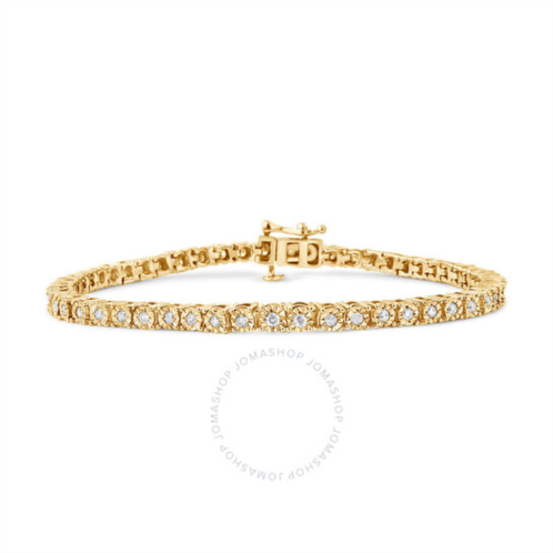 Haus Of Brilliance 10K Yellow Gold Plated .925 Sterling Silver 1.0 Cttw Miracle-Set Diamond Round Faceted Bezel Tennis Bracelet (I-J Color, I3 Clarity) - 9