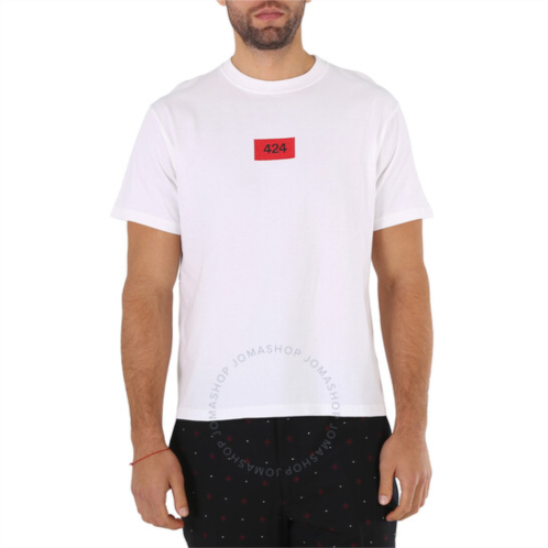 424 Mens Box Logo Short-sleeve Cotton T-shirt In White, Size X-Small