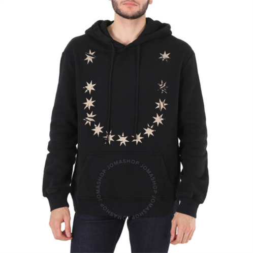 424 Mens Star Print Hoodie In Black, Size X-Small