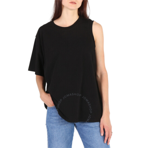 Agolde Ladies Black Della Asymmetrical T-shirt, Size Large