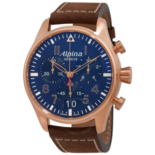 Alpina Startimer Pilot Chronograph Quartz Blue Dial Mens Watch
