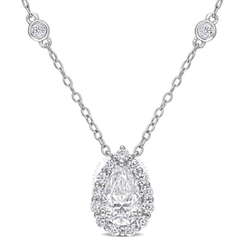 Amour 1 1/2 CT DEW Created Moissanite Halo Necklace In Sterling Silver