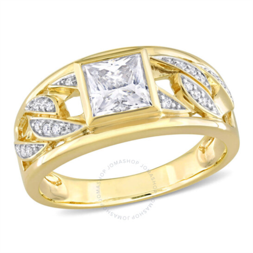 Amour 1 1/3 CT TW Moissanite Mens Ring with Link Design In 10K Yellow Gold