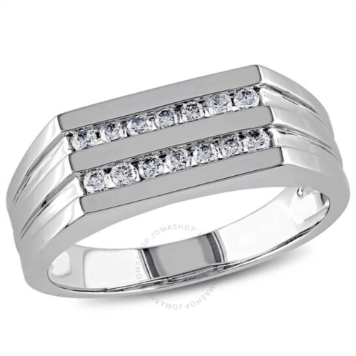 Amour Mens 1/3 CT TW Diamond Triple Row Ring In 10K White Gold
