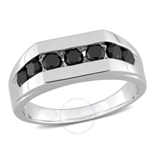 Amour 1 CT TW Black Diamond Channel Set Mens Ring In Sterling Silver