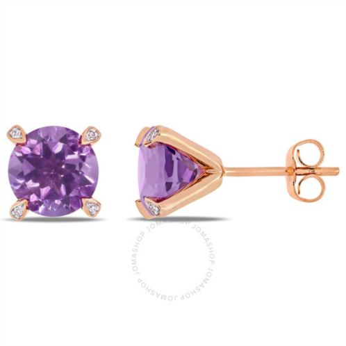Amour 3 CT TGW Amethyst and 1/10 CT TW Diamond Martini Stud Earrings In 10K Rose Gold