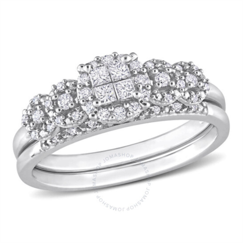 Amour 1/3 CT TDW Diamond Cluster Bridal Set In 10K White Gold