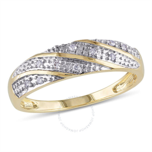 Amour Mens 1/10 CT TW Diamond Striped Wedding Band In 10K Yellow Gold