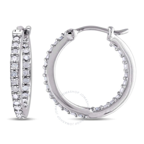 Amour 1/2 CT TW Diamond Inside Outside Hoop Earrings In Sterling Silver