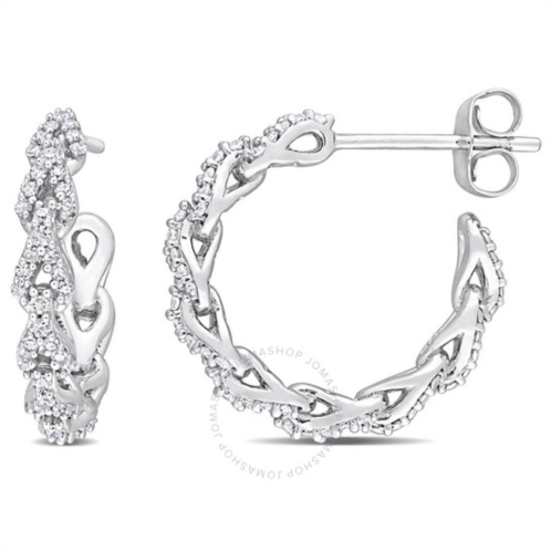 Amour 1/3 CT TW Diamond Hoop Earrings In 10K White Gold