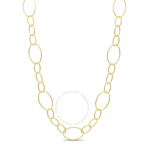 Amour 13mm Fancy Oval Link Chain Necklace In Yellow Plated Sterling Silver, 24 In