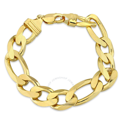 Amour 14.5mm Figaro Chain Bracelet In Yellow Plated Sterling Silver, 9 In