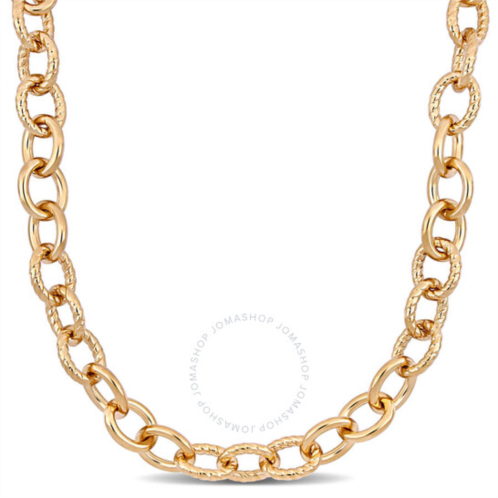 Amour Oval Link Necklace In Yellow Plated Sterling Silver, 24 In