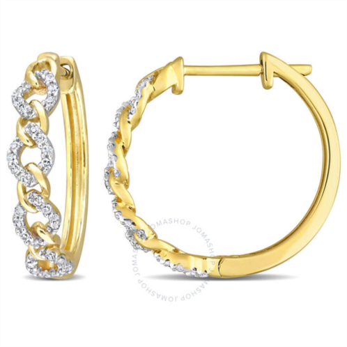 Amour 1/5 CT TDW Diamond Link Hoop Earrings In 10K Yellow Gold