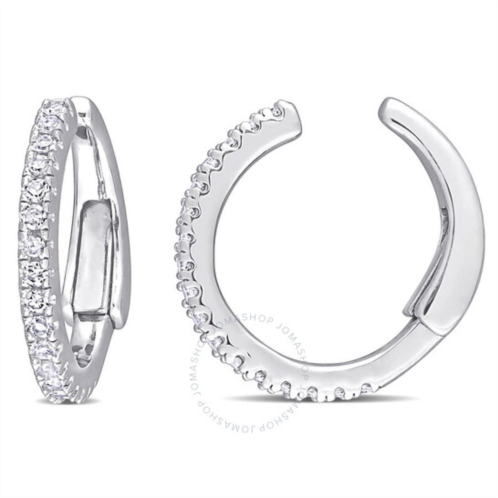 Amour 1/6 CT TDW Diamond Hoop Earrings In 14K White Gold