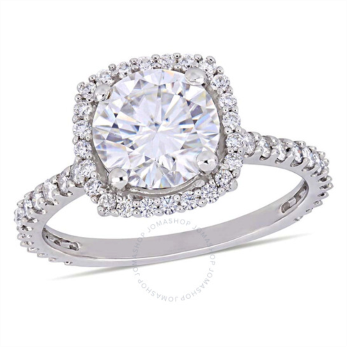 Amour 2 1/2 CT DEW Moissanite Halo Engagement Ring In 10K White Gold