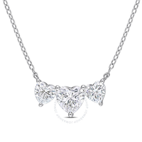 Amour 2 CT DEW Created Moissanite Triple-heart Necklace In Sterling Silver