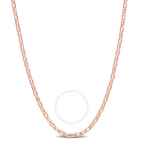 Amour Fancy Rectangular Rolo Chain Necklace In Rose Plated Sterling Silver, 18 In
