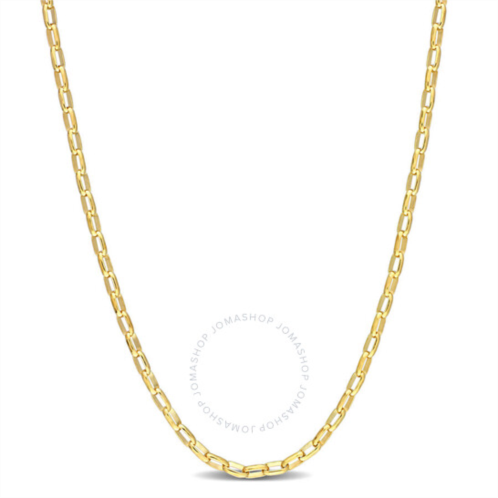 Amour Fancy Rectangular Rolo Chain Necklace In Yellow Plated Sterling Silver, 16 In