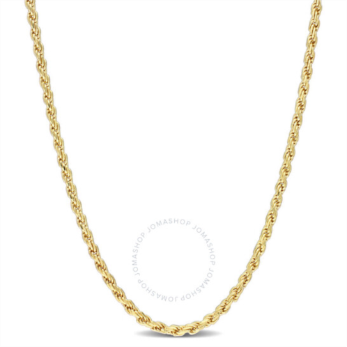 Amour 2.2mm Rope Chain Necklace In Yellow Plated Sterling Silver, 16 In