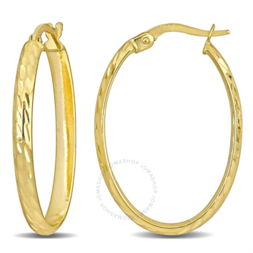 Amour 29mm Oval Textured Hoop Earrings In 10K Yellow Gold