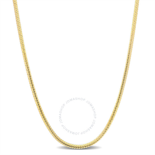 Amour 2mm Herringbone Chain Necklace In Yellow Plated Sterling Silver, 18 In