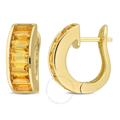 Amour 3 5/8 CT TGW Citrine Hoop Earrings In Yellow Plated Sterling Silver