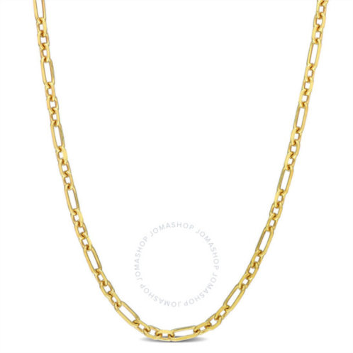 Amour 3mm Diamond Cut Figaro Chain Necklace In Yellow Plated Sterling Silver, 18 In