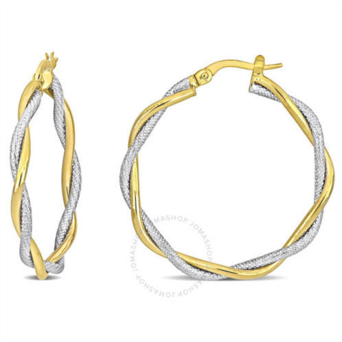 Amour 33mm Twisted Hoop Earrings In 10K Two-Tone Yellow and White