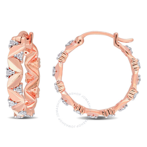 Amour 3/4 CT TGW White Topaz Hoop Earrings In Rose Plated Sterling Silver