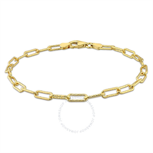 Amour 3.5mm Fancy Cut Paperclip Chain Bracelet In Yellow Plated Sterling Silver 9