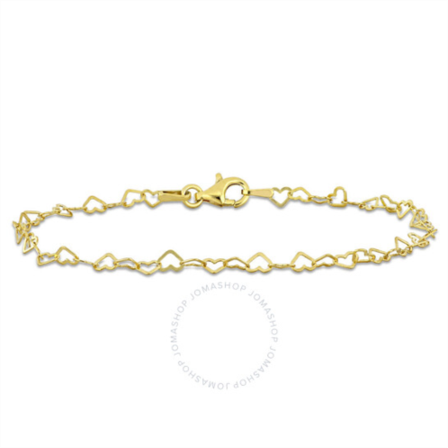 Amour 3mm Heart Link Bracelet with Lobster Clasp in Yellow Plated Sterling Silver