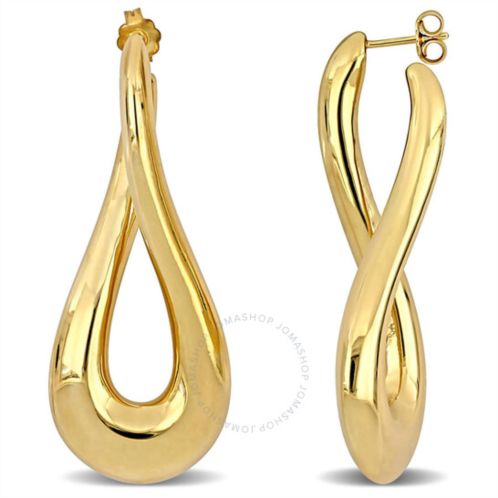 Amour 55 Mm Oval Twist Hoop Earrings In Yellow Plated Sterling Silver