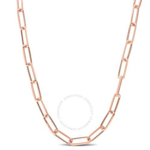 Amour 5mm Diamond Cut Paperclip Chain Necklace In Rose Plated Sterling Silver, 16 In