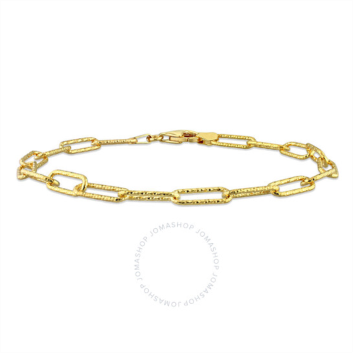 Amour 5mm Fancy Paperclip Chain Bracelet In Yellow Plated Sterling Silver, 9 In