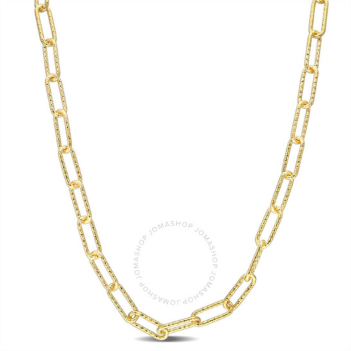 Amour 6mm Fancy Paperclip Chain Necklace In Yellow Plated Sterling Silver, 20 In