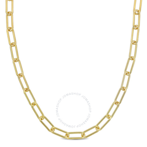 Amour 6mm Paperclip Chain Necklace In Yellow Plated Sterling Silver, 16 In