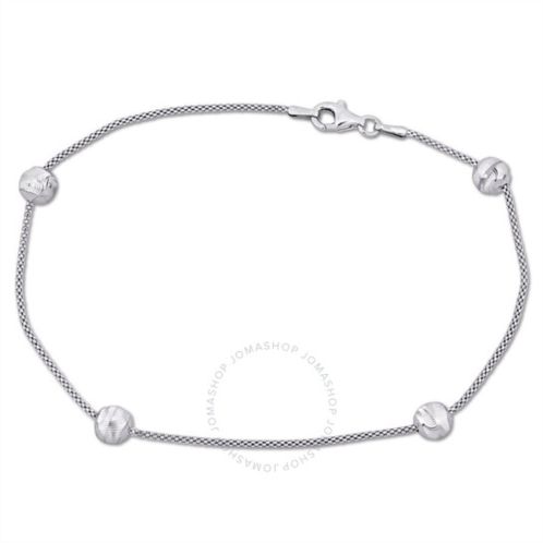 Amour 6mm Ball Station Chain Anklet with Sterling Silver Lobster Clasp - 9 in.