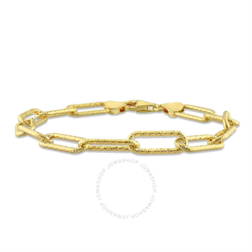 Amour 6mm Fancy Paperclip Chain Bracelet In Yellow Plated Sterling Silver, 7.5 In