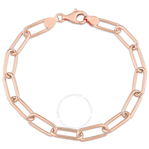 Amour 6mm Paperclip Chain Bracelet In Rose Plated Sterling Silver, 7.5 In