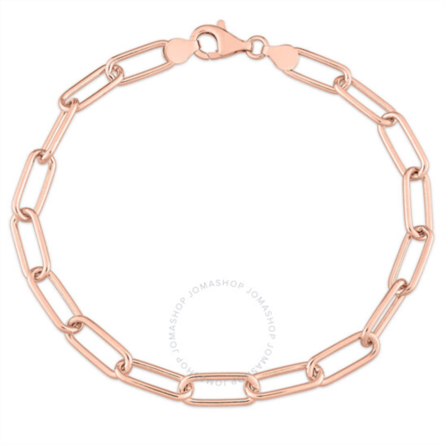 Amour 6mm Paperclip Chain Bracelet In Rose Plated Sterling Silver, 9 In