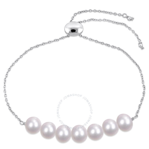 Amour 7.5-8mm Freshwater Cultured Pearl Adjustable Bolo Bracelet In Sterling Silver