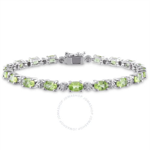 Amour 8 4/5 CT TGW Peridot and Diamond Bracelet In Sterling Silver