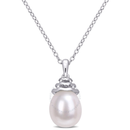 Amour 8-8.5mm Freshwater Cultured Pearl Drop Pendant with Chain In Sterling Silver